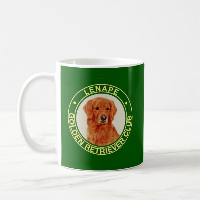 Mugg för kaffe för Lenape guld- Retrieverklubb (Vänster)