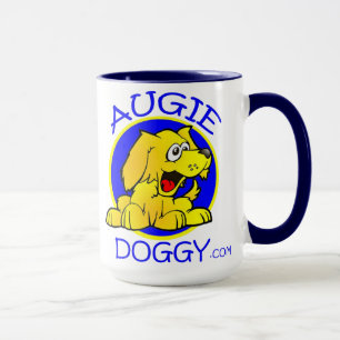 Mugg för kaffe för logotyp för Augie vovveteckn