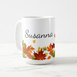 Mugg för kaffe för lönn för höstnedgånglöv