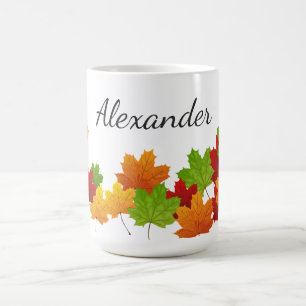 Mugg för kaffe för lönn för höstnedgånglöv