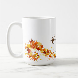 Mugg för kaffe för lönn för höstnedgånglöv
