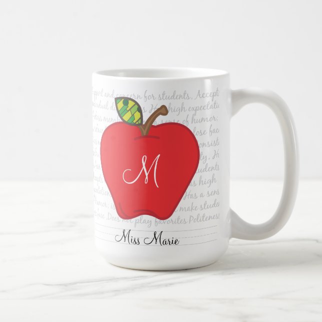 Mugg för kaffe för MonogramApple lärare (Höger)