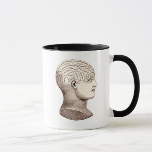 Mugg för kaffe för Phrenological hjärna för