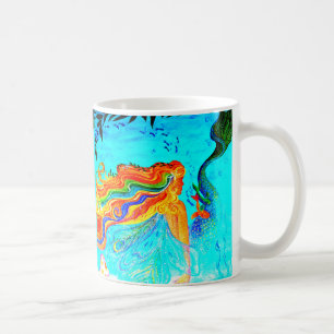 mugg för kaffe för regnbågehårsjöjungfruar