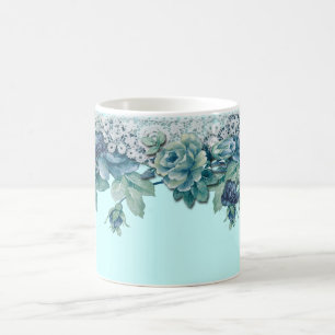 Mugg för kaffe för ro för shabby chicvintagebl