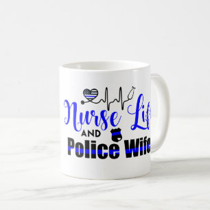 Mugg för kaffe för sjuksköterskaliv- och polisf