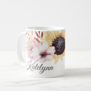Mugg för kaffe för solrosbukettpersonlig