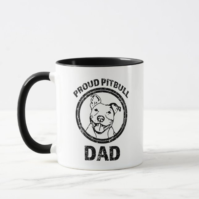 Mugg för kaffe för stolt Pitbull pappa rolig (Vänster)