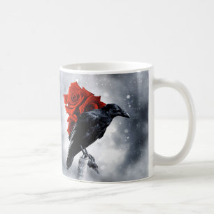 Mugg för kaffe för svart korpsvart röd rosfåge