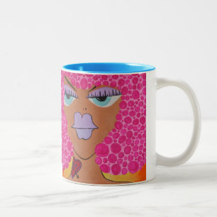 Mugg för kaffe för tatuering för tecknadkvinna
