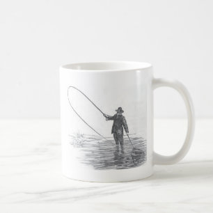 Mugg för kaffe för vintageflygfiskekonst