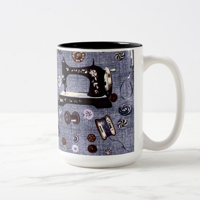 Mugg för kaffe för vintagesymaskinSeamstress (Höger)