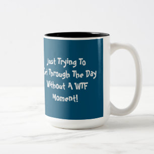Mugg för kaffe för WTF-humorcitationstecken