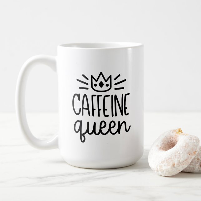 Mugg för koffeindrottning 15oz (Med munk)