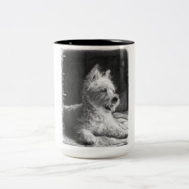 Mugg för kopp för Westie konstkaffe vid
