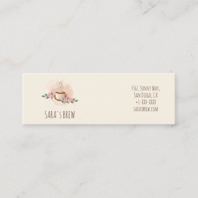 mugg för logotypvattenfärgkaffe och blommacafe (Framsida)