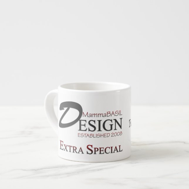 Mugg för MammaBASIL designespresso! Espressomugg (Framsida vänster)