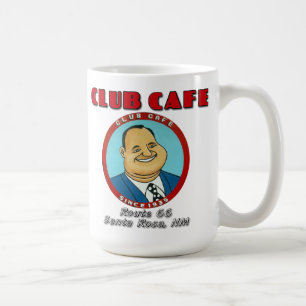 Mugg för man för klubbCafe fet med bokstäver