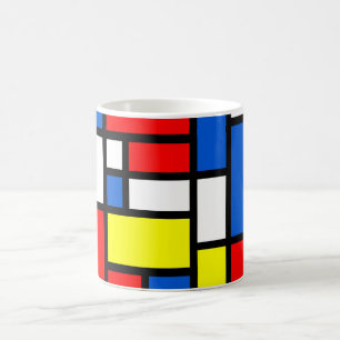 Mugg för Mondrian gul röd blåttvit