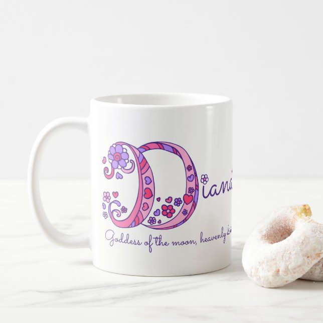 Mugg för monogram för Diana känd menande personlig (Med munk)