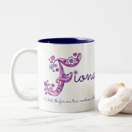 Mugg för monogram för Fiona känd menande