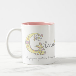 Mugg för monogram för Gina brevG känd menande