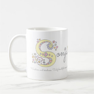 Mugg för monogram för Sonja brev S känd menande