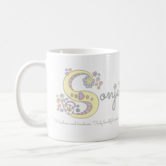 Mugg för monogram för Sonja brev S känd menande (Vänster)