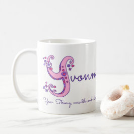 Mugg för monogram för Yvonne känd menande
