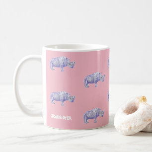 Mugg för noshörning för vintagestil rosa vid de