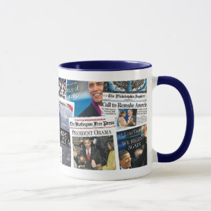 Mugg för Obama invigningtidning