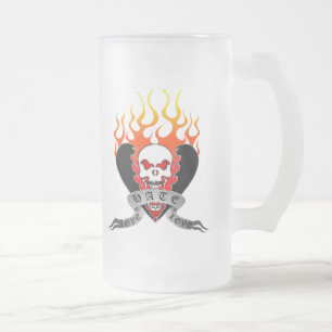Mugg för öl för tatuering för kärlekhatkärle