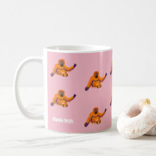 Mugg för Orangutan för vintagestil rosa vid den