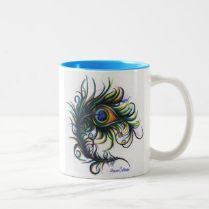 Mugg för påfågelfjäderkaffe