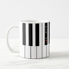 Mugg för piano för par för personlighjärta initial