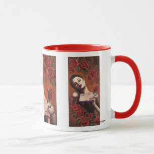 Mugg för röd ros för mugg för konst för vampy