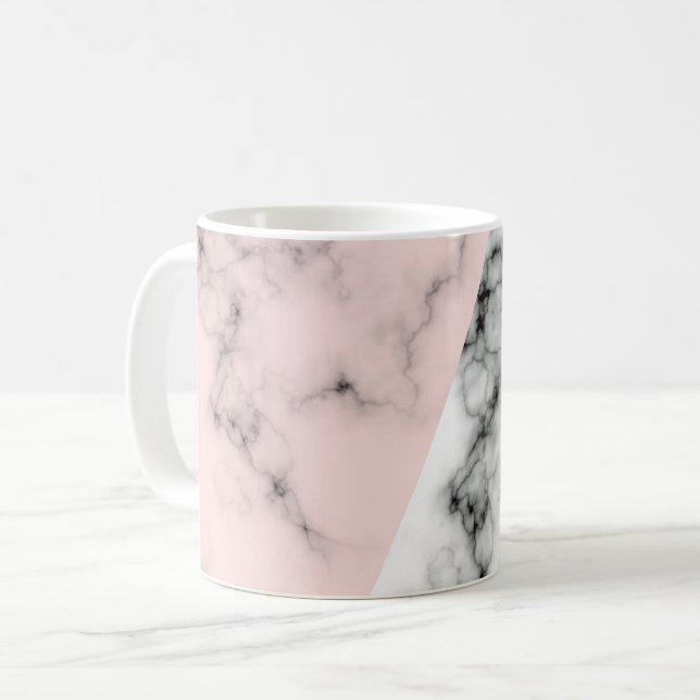 Mugg för rosa-/vitmarmorklassiker (Framsida vänster)