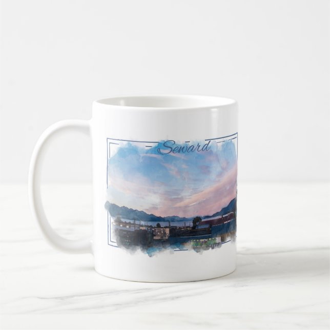 Mugg för Seward Alaska vattenfärgkaffe (Vänster)