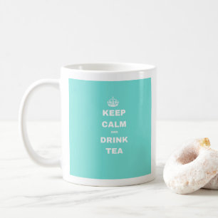 Mugg för slogan för LUGN för turkoskronaBEHÅLL