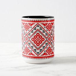 Mugg för solar för ukrainsk Vyshyvanka broderi röd