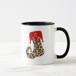 Mugg för strumpa för julMonogramLeopard