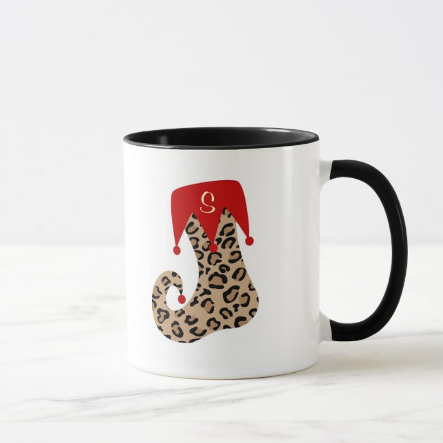 Mugg för strumpa för julMonogramLeopard (Höger)