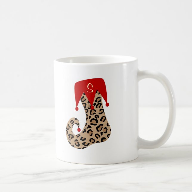 Mugg för strumpa för julMonogramLeopard (Höger)