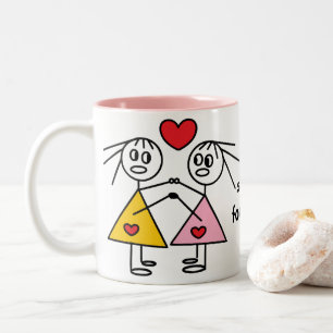 Mugg för systrar för stick figur för systerför