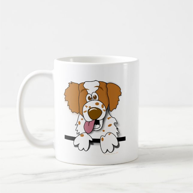 Mugg för tecknad hund för amerikanBrittany Spaniel (Vänster)