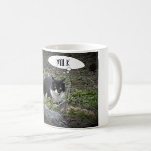 Mugg för text för kattfoto beställnings-