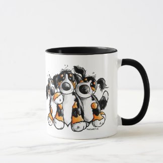 Mugg för tre rolig Bernese berghundar