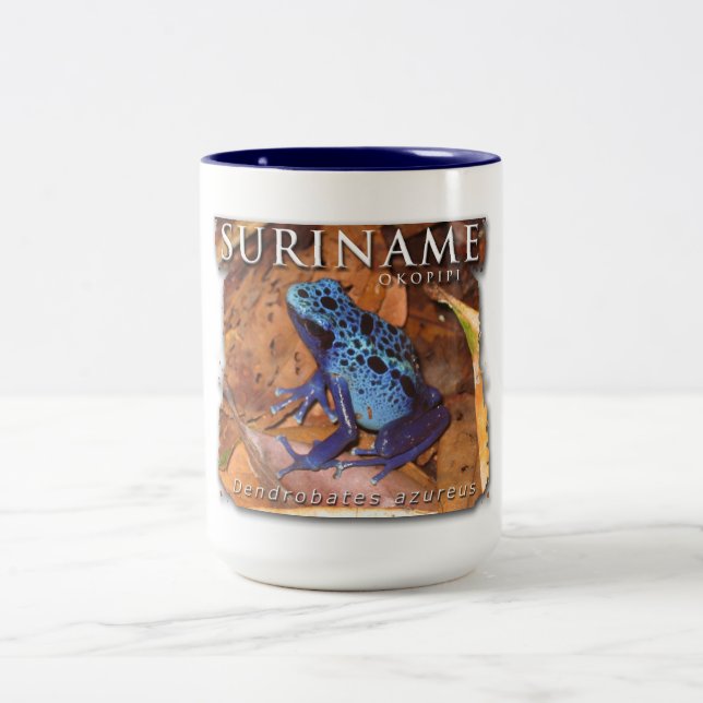 Mugg för två färg med blåttgrodan (Center)