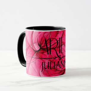 Mugg för vädurstjärnteckenZodiac i rosa och svart