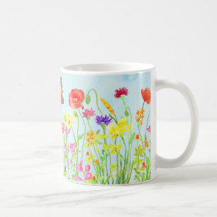 mugg för vattenfärg för för vårvildblommor oc